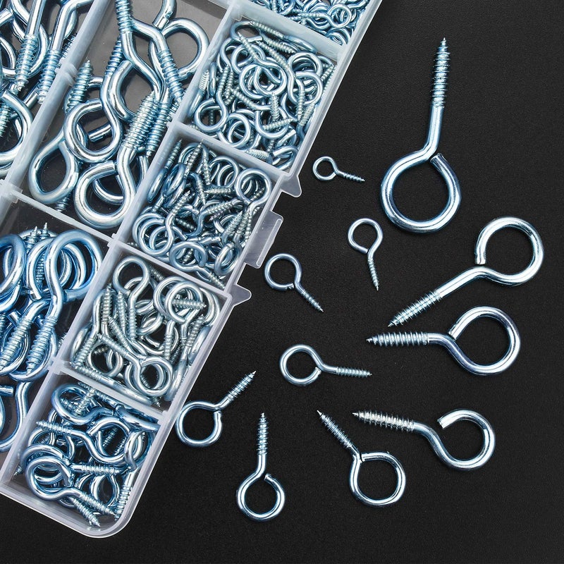 DYWISHKEY 240PCS 12 Sizes Blue Zinc Plated Steel Screw Eyes Assortment Kit - Image 2